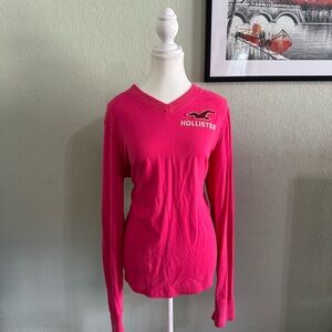 Hollister Vintage 2000s Hot Pink V-Neck Sweater Size Large